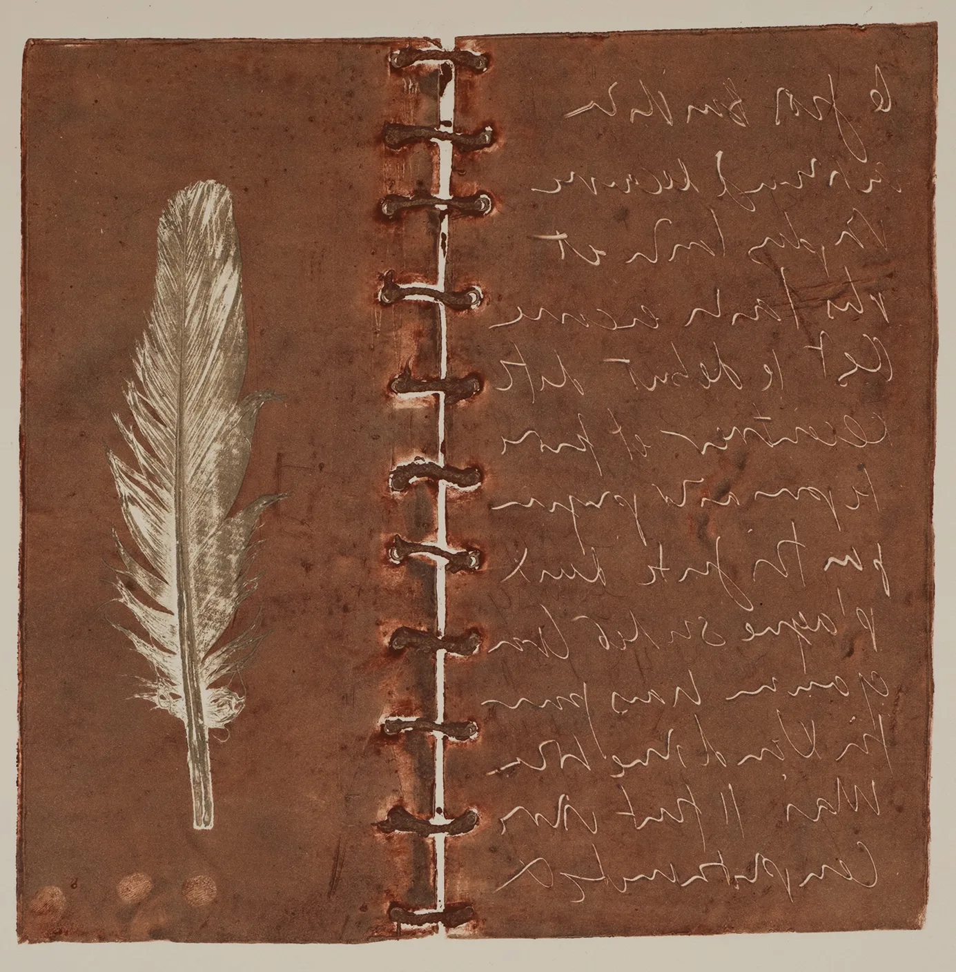 Feather, book and lead, MO.55.3